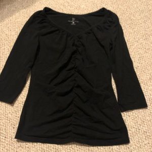 3/$18 SALE Black stretch rouched Tshirt 3/4 sleeve